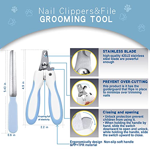 Goeswell Pet Deshedding Brush - Undercoat Rake For Dogs & Cats - Double Sided Brush For Shedding And Dematting Comb Grooming Tool Kit - Nail Clippers & Nail File (Blue(3 Pack)) #TOP4