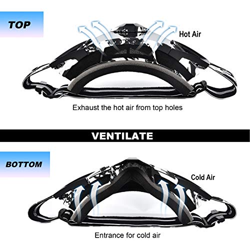 BOLLFO Motorcycle Goggles Motocross ATY Dirt Bike Goggles Anti-UV Safety Protective Anti Fog Tactical Goggles for Cycling Riding Climbing Skiing (Black+White Frame Silver Lenses)
