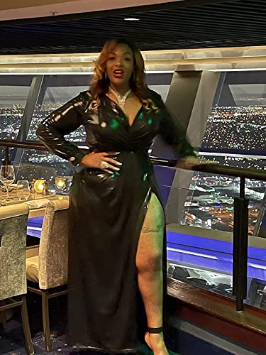 Image of Formal Long Sleeve Dress for Women Sequin Bodycon Ruched Sparkly Dresses