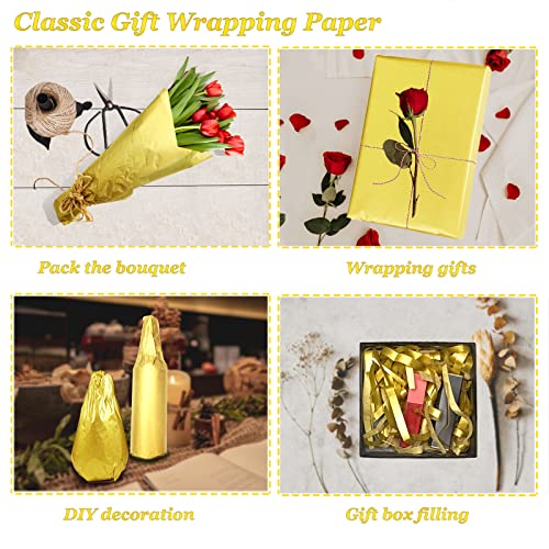 Image of 100 Sheets Gold Tissue Paper Artdly 12 x 20 Inches Gold Wrapping Paper Bulk for Weddings Birthday DIY Project Wrapping Crafts Decor