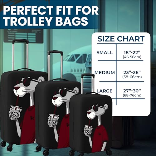 Image of WanderWraps Spendex Polyester Protective Luggage Cover | Hard Luggage Trolley Bag Cover | Washable | Dust Proof | Stretchable | M - 24 inch | Dip Panther