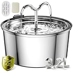 DOOOB Cat Water Fountain, 3.2L/108OZ Stainless Steel Cat Water Fountain Automatic Metal Dog Water Fountains Water Bowl with Ultra-Quiet Pump and 1 Filter & 1 Sponge
