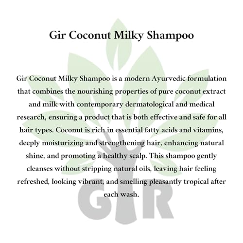 Image of GIR Coconut Milky Shampoo - Contains coconut Milk, PEPTIDES strength & shine | enhances hair's shine and strengthens hair | Paraben-Free| 100% vegan | 500ML