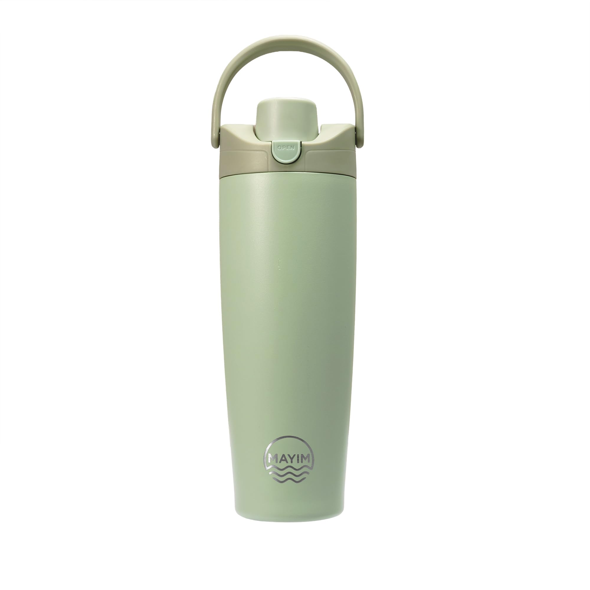 Mayim Snap-Sip Insulated Water Bottle 30 oz with Straw, One-Press Flip Lid, Auto Pop-Up Straw, Slide-Lock Leakproof Cap, Chug Mode, Carry Handle, BPA Free (Sage)