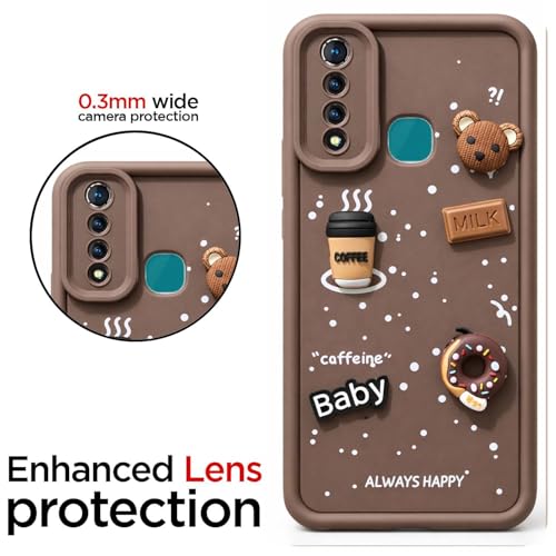 Image of Bintage case Ball Bear| Donut| Milk Cake| Baby| Coffee Rubber Case Camera Protection Back Cover Compatible for Vivo Z1 Pro 4G - Brown