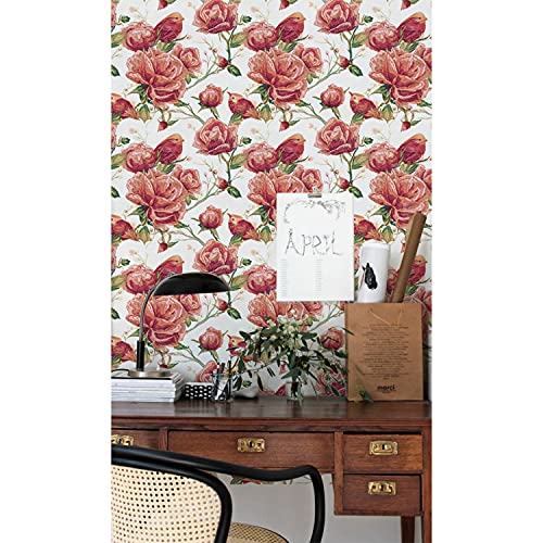 Papier peint fleurs d'oiseaux rouges pour chambre romantique - 2