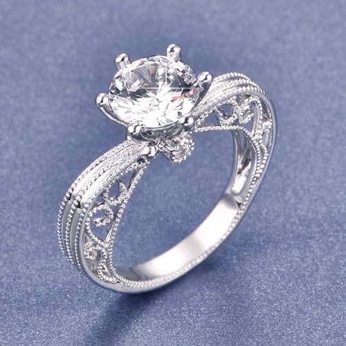 925 Sterling Silver Rings for Women, Dainty Engagement Ring, Cubic Zirconia CZ Solitaire Wedding Band Promise Ring for Her4