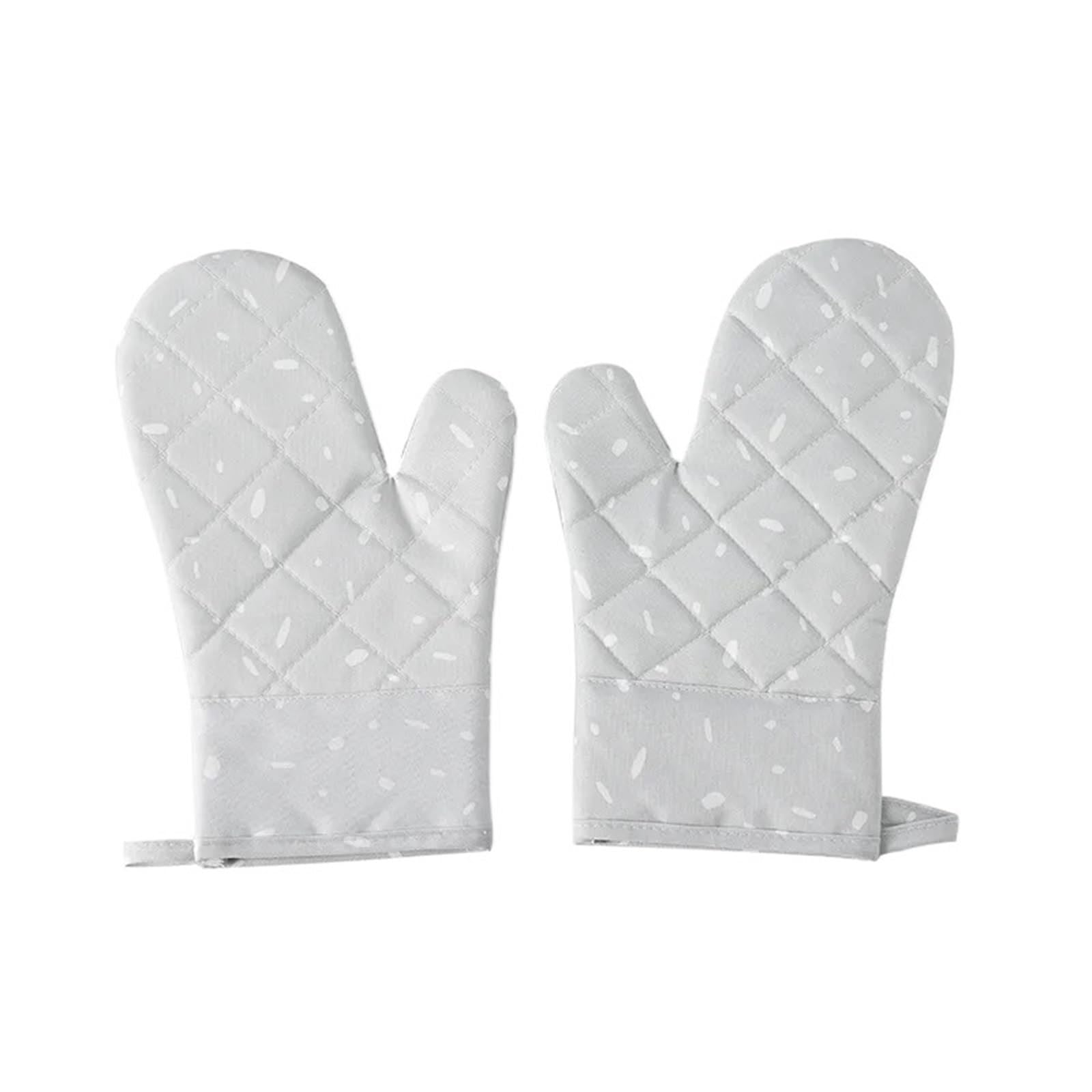 Oven Gloves 2pcs Microwave Glove Household Non-slip Cotton BBQ Oven Mitts Baking Gloves Heat Resistant Kitchen Potholders Silicone for Your Kitchen(Grey)