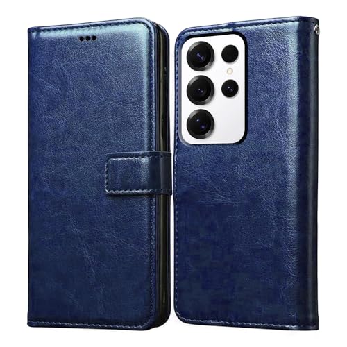 Casotec Flip Cover Back Case for Samsung Galaxy S25 Ultra 5G | Premium Leather Finish | Inbuilt Pockets & Stand | Flip Cover Back Case for Samsung Galaxy S25 Ultra 5G (Blue)