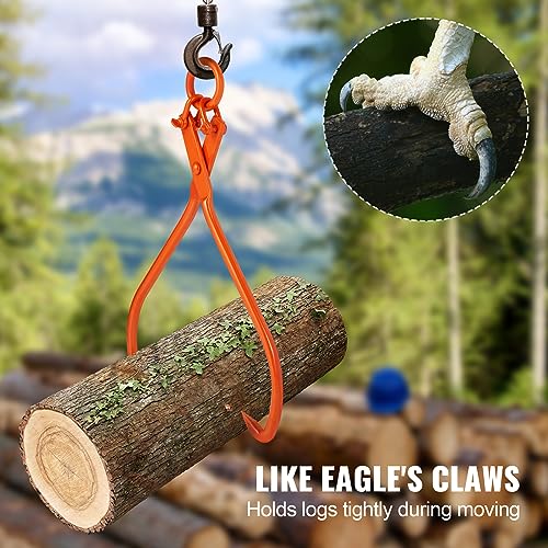 Image of VEVOR Log Skidding Tongs, 32 inch 2 Claw Log Lifting Tongs, Heavy Duty Steel Lumber Skidding Tongs, 1543 lbs /700 kg Loading Capacity, Log Lifting, Handling, Dragging & Carrying Tool