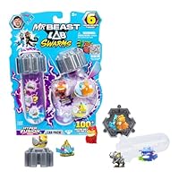 MRBEAST LAB Swarms Series 3, Hyper Fusion Series, 6 Pack - Lab Pack Includes 6 Micro Beasts, 6 Collectible Stickers & 2 Stackable Fusion Caps to Build Out Your Own