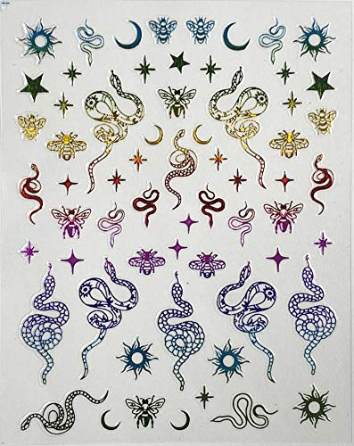 Nail Art Stickers Decals Acrylic Nail Supplies Designer 8 Pcs Dragon Snake Nail Sticker for Nail Art Rose Flower Bee Sta