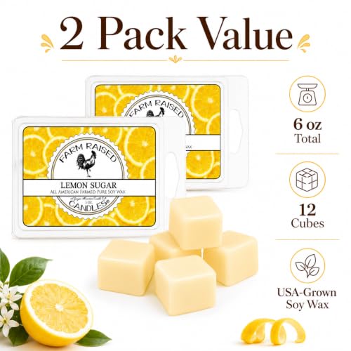 Image of Lemon Sugar Wax Melts 2 Pack, Limoncello-Inspired Lemon Scented Soy Wax Cubes for Warmers