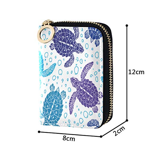 MOYYO RFID Credit Card Holder Case Marine Life Sea Turtles Leather Printed Zipper Card Case Wallet for Women Girls4