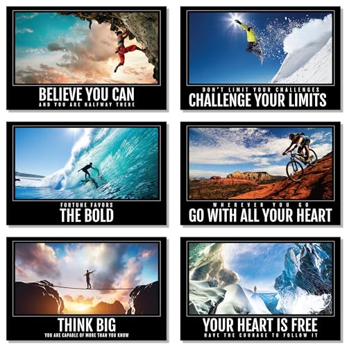 L&O Goods Motivational & Inspirational Posters | Positive Affirmations & Uplifting Wall Art | Set of 6 Large 11x17 Horizontal Prints for Office, Classroom, Home, or Gym Decor (Made in the USA)