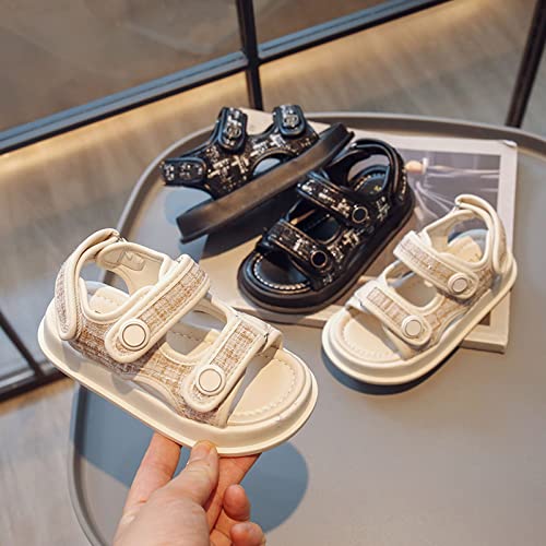 Girls Flip Flops Size 13 Kids Summer New Rubber Sole Light and Breathable Children's Fashion Personality Beach Sandals (Beige, 9.5 Little Child)3