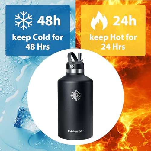 Image of 128oz Insulated Water Bottle, Triple Wall Vacuum Stainless Steel Bottle, 48H Cold & 24H Hot, Leak-Proof BPA-F Jug with Straw & Spout Lids for Sports & Outdoor
