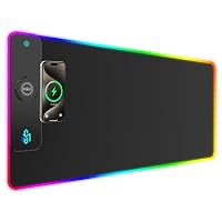 Tappetino per mouse RGB Gaming 15 W Qi LED 900 x 400 x 4 mm, 10 modalità di illuminazione