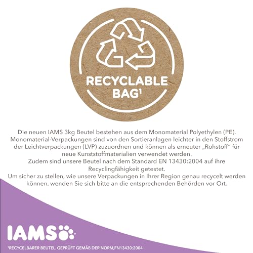 IAMS Anti-Haarballen Katzenfutter trocken mit Huhn - Trockenfutter für Katzen ab 1 Jahr, 3 kg