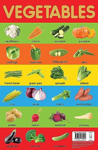 Image of Vegetables Chart - Early Learning Educational Chart For Kids: Perfect For Homeschooling, Kindergarten and Nursery Students (11.5 Inches X 17.5 Inches)