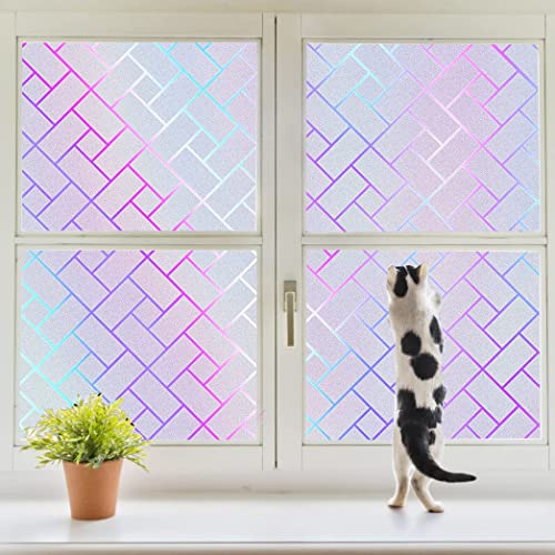 Maxbrothers Window Film Rainbow Privacy Film 3D No Glue Glass Sticker For Glass Door Home And Office Heat Control Anti Uv (Colorful Stripes, 23.6 X 78.7 Inch) #TOP6