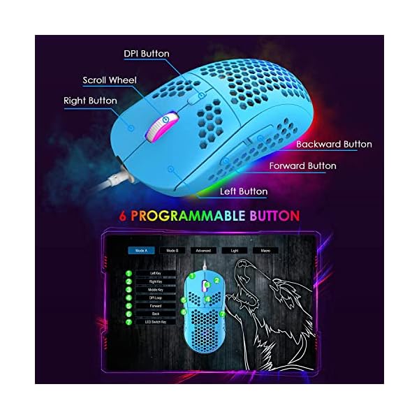 UK-Layout 80% Gaming-Tastatur und -maus, drahtgebundenes RGB-Mechanische Gefühl-Tastatur + 6400 einstellbarer DPI-Gaming… – Bild 10