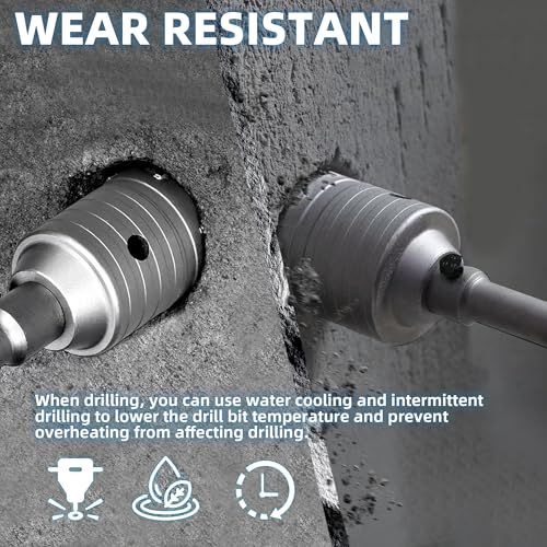 Zestaw Otwornic do Betonu 9 Sztuk Wiertło do Puszek do Gniazd Koronka Wiertnicza Wydrążona Wiertło do Puszek 30/40/65/80/100 mm z Walizką, Adapter SDS Plus & MAX 4 Prowadzące