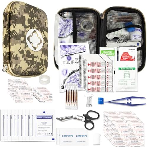 Car-Home Survival First-Aid Kit Emergency-Kit - Camouflage 273Piece Equipment Travel Supplies First Aid Set Home Essentials Camping Hiking YIDERBO