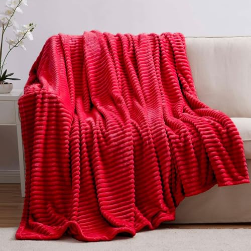 Image of Nestl Blanket for Bed - Cozy Warm Fuzzy Blankets for Women (11 - Cherry Red, Queen (90 inch x 90 inch))
