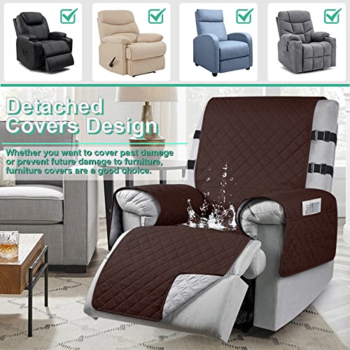 Waterproof Recliner Chair Slipcover With 2 Elastic Straps, Non-Slip Armchair Protector for Families with Pets/Kids, Washable Cover - Image 2