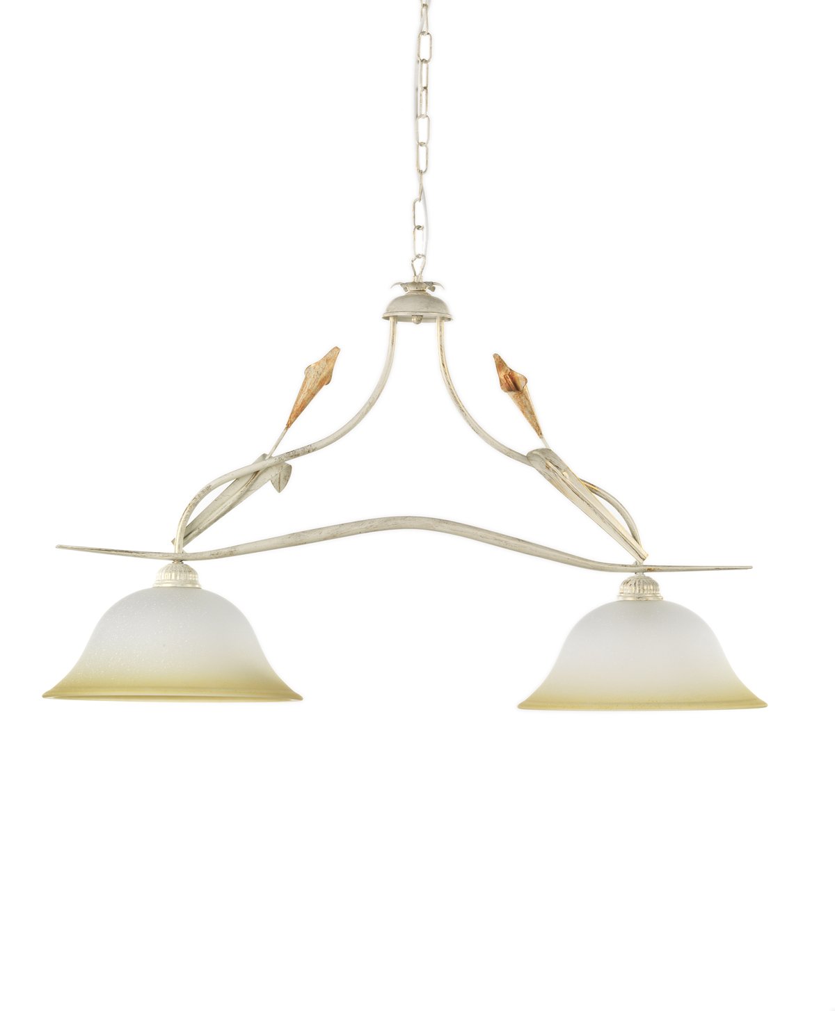 Onli Blanco Perla (Ral 1013) Lucrezia - Lámpara De Billar E27, Marfil, 85 X 110 Cm De Altura, Metal;Vidrio