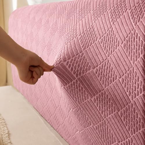 Image of HOMETHREADS Stretchable Lycra /Velvet | Soft, Dust-Proof & Wrinkle-Resistant Bed Back Protector | Fits Leather, Wooden & Fabric Bedsides | for 5ft to 6.5ft Beds (Pink, 175x65cm)