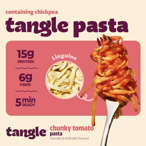 Image of Samyang Tangle Chunky Tomato Pasta Bowl | By the Maker of Buldak Ramen | Linguine Pasta | Mukbang | 15g of Protein | 6g of Fiber | Chick Pea based | Easy Prep | Convenient | 6 Bowls