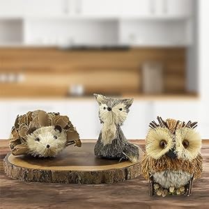 Auldhome design woodland friends figurines set of 3 foxowlhedgehog forest animals decor for fall christmas winter and themed decor or parties  urban country home decor
