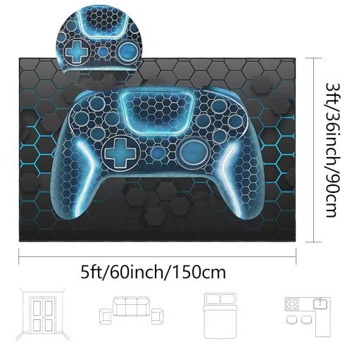 Tapete gamer antideslizante azul 3x5 ft miniatura 2