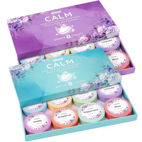 Image of CalmNFiz Shower Steamers Self Care Gifts 2 * 8 Pack, Green & Purple