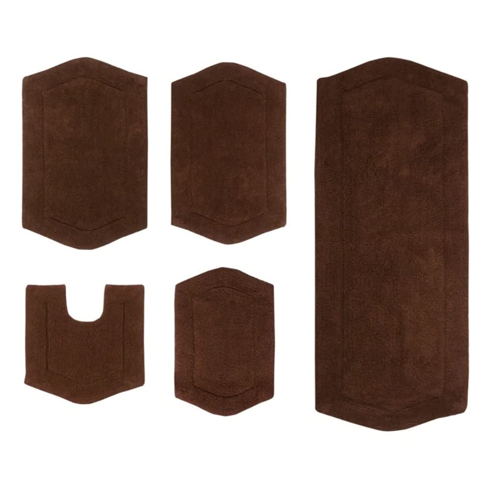 Luxurious 100 Absorbent Cotton Bath Rugs for Bathroom Set of 5 Pretty Durable Design Rectangle Shape Extra Thick