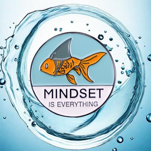 Image of Shark Goldfish Carp Enamel Pin Mindset Is Everything Brooch Pin Badge for Men and Women