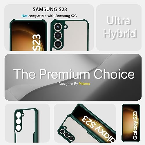 Image of Pikkme Samsung Galaxy S23 5G Back Cover | Crystal Clear Transparent Back | Ultra Hybrid | Full Camera Protection | Raised Edge | Bumper Back Case (Green)