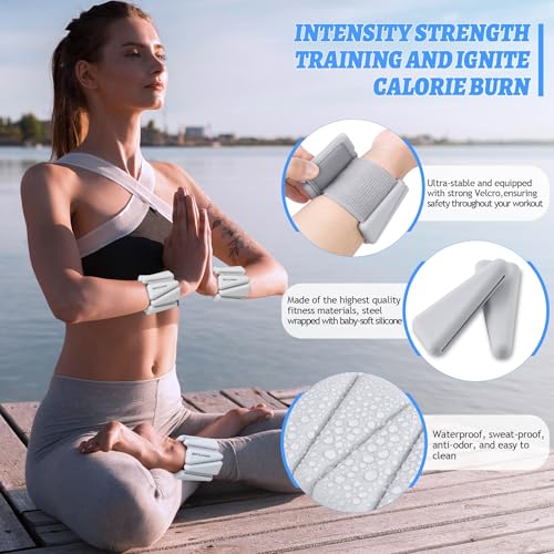 Image of BECOJADDE Ankle Weights for Women Wrist Weights Set of 2 (1 lb /2 lb Each) Adjustable Arm Leg Weight for Womens Men Suitable for Walking Swimming Running Pilates Yoga Gym