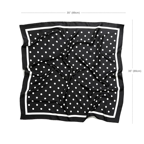 Ladies' 100% Silk Twill Large Square Scarf 35" x 35" 89cm Elegant Polka Dot Fashion Scarf for Women Versatile Hair, Head Wrap2