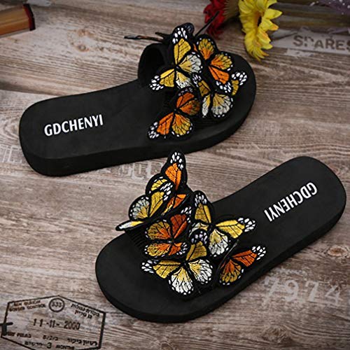 Image of MIOKE Summer Flat Slide Sandals For Womens Butterfly Platform Low Heel Comfy Nonslip Casual Beach Sandals