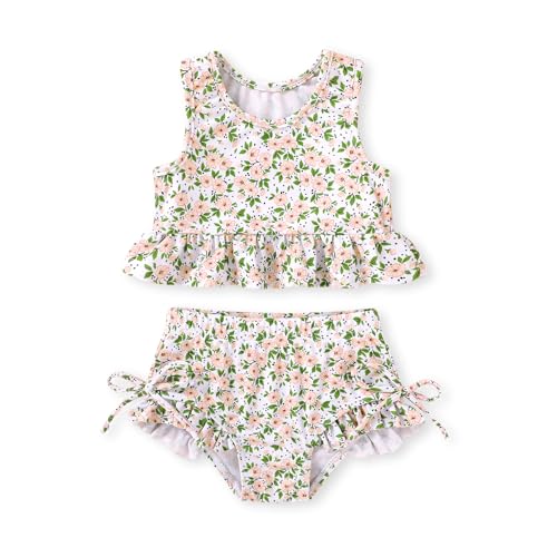 Image of HAPPYMA Baby Swimsuit Toddler Girl Bathing Suit Summer Stripe Bikini Set Beach Two Piece Swim Wear