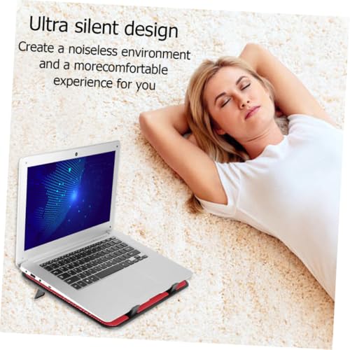 Base refrigerante para portátil con doble ventilador y soporte ajustable rojo miniatura 5