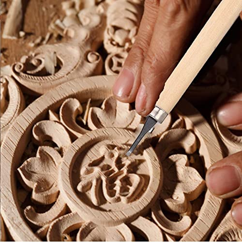 4Pcs Wood Carving Knife Set - Manual Sharpener, Wood Engraving & Rubber Stamp Pattern Carving Tools for Craft Projects (#1)