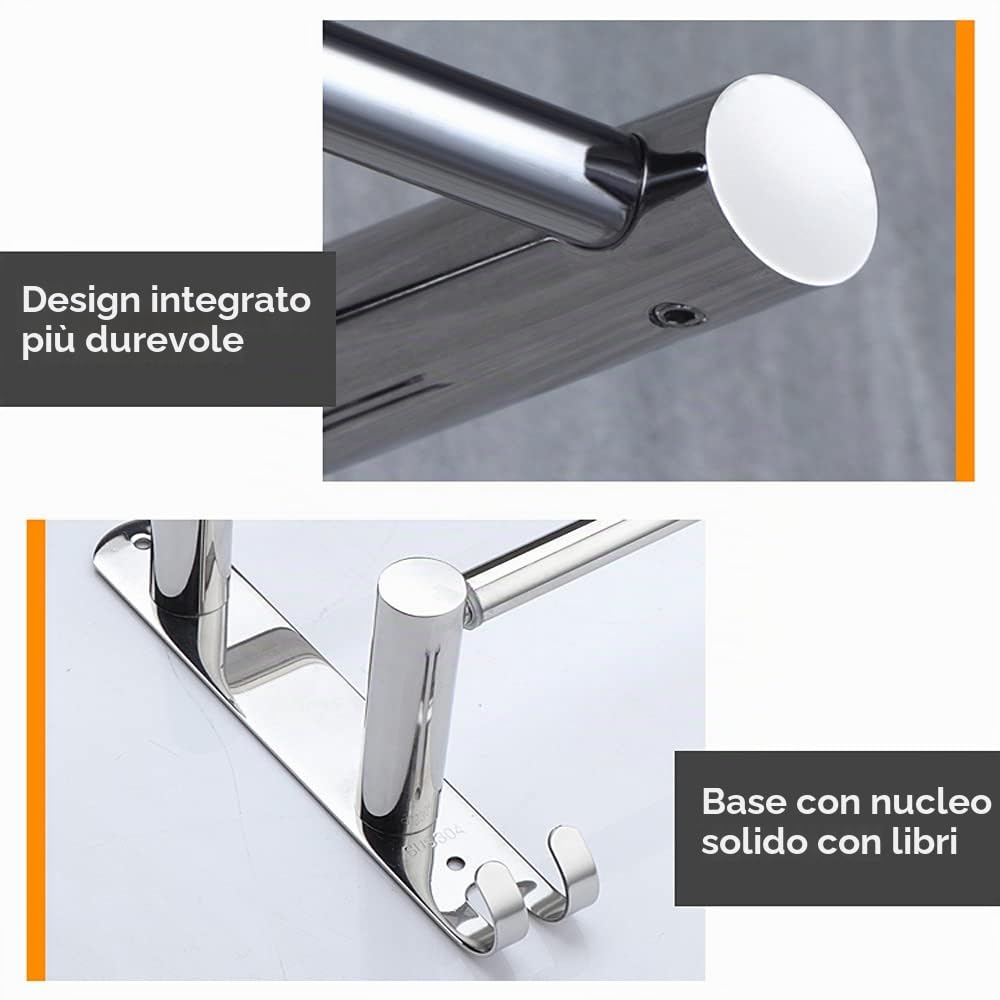Portasciugamani Muro HONPHIER® Portasciugamani da Parete Porta Salviette Da Bagno Porta Salviette Acciaio Inossidabile Cromato Retrattile 49-90CM Portasciugamani Cromo (2 Barre)
