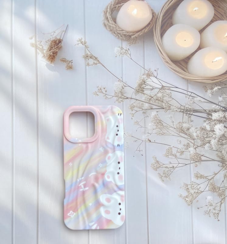 Image of COVERLY for iPhone 14 Plus 3D Pastel Rainbow Teddy Bear Phone Case, Luxury Texture Trendy Retro Cute Fashion Artistic Kawaii Aesthetic Design Heart Princess Cover for Apple iPhone 14 Plus