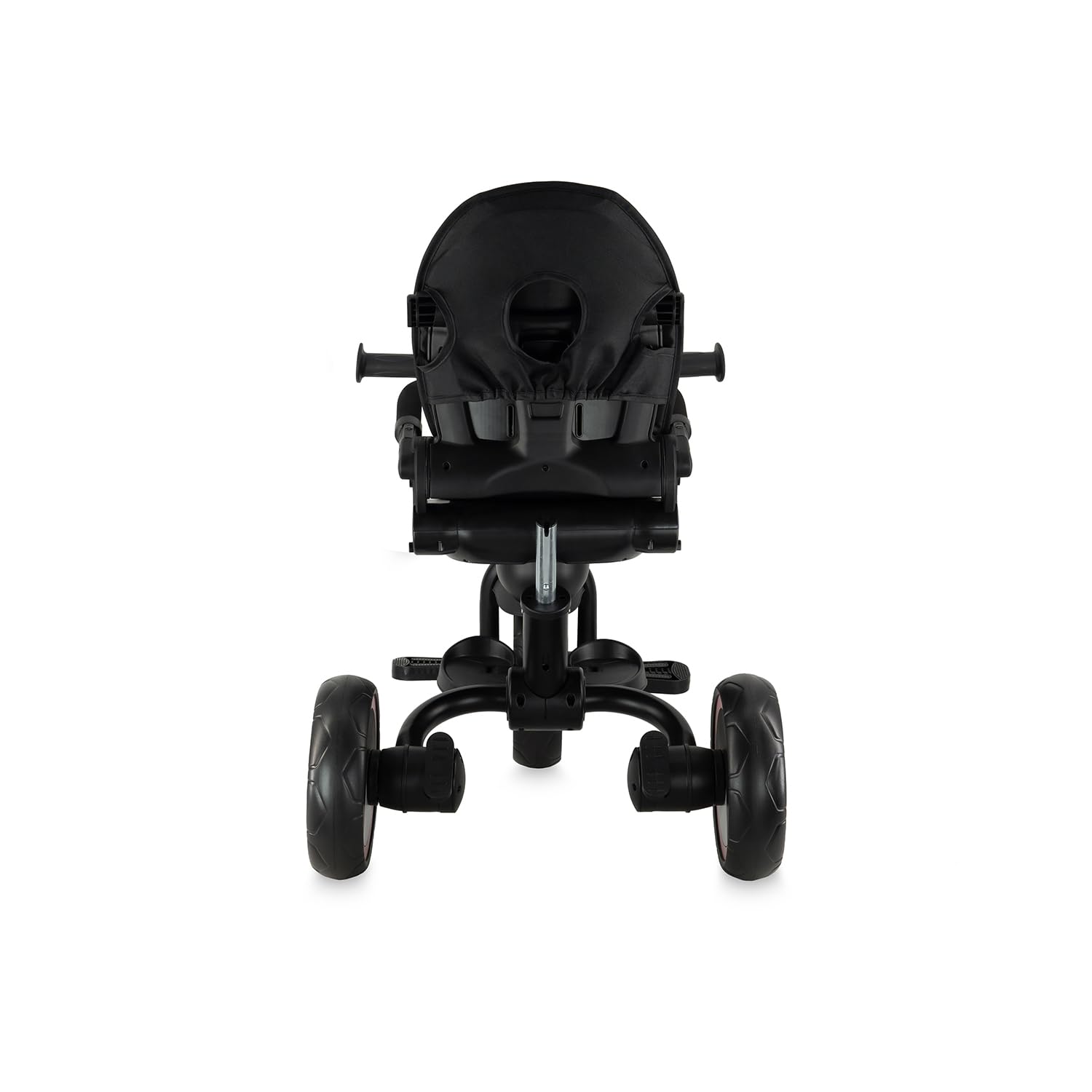 Triciclo per bambini MoMi IVI, seduta girevole 360°, cinture a 3 punti, poggiapiedi, tettuccio parasole, ruote EVA, manubrio regolabile, borsa e cestino portaoggetti