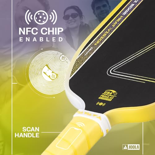 Image of JOOLA Agassi Heat Vision 16mm Pickleball Paddle - New Shape w /Extended Sweet Spot - Textured Carbon Fiber Surface for Spin - SK Film for Less Vibration - USAP Approved - NFC Chip Enabled