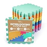 Yum Yum's 36 Pack of Multi Colour Baby Play Mat – 29x29cm EVA Foam Mats for Kids – Soft & Non Slip Interlocking Floor Mats – Waterproof 7mm Thick Foam Play Mat -Safe and Comfortable for Children